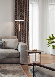 LED-Stehlampe Celeste weiß/braun 160 cm Glas/Metall Touchdim günstig online kaufen