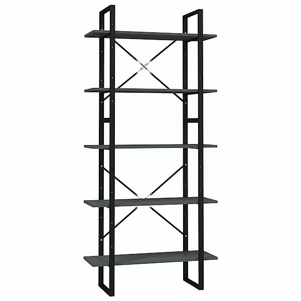 Bücherregal 5 Fecher Grau 80x30x175 Cm Spanplatte günstig online kaufen