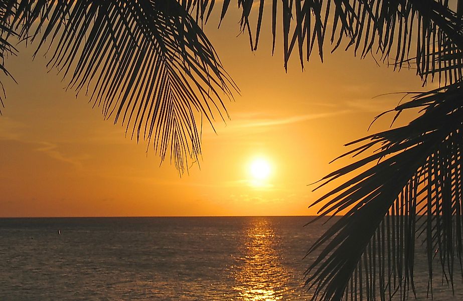 Papermoon Fototapete SONNENUNTERGANG-PALMEN STRAND MEER SEE günstig online kaufen