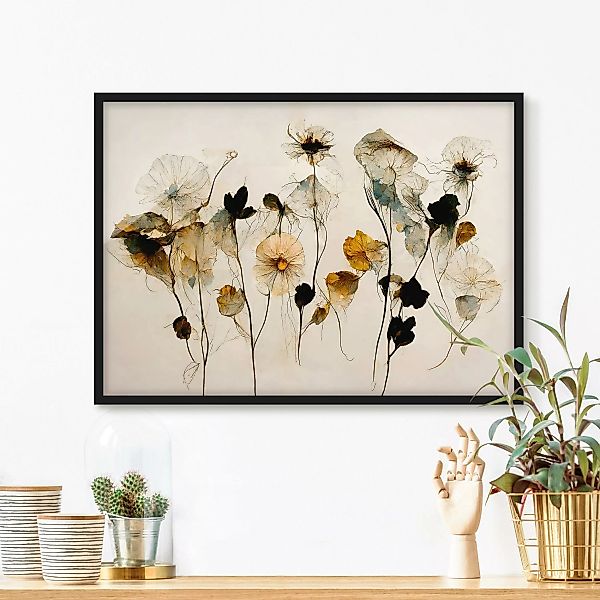 Bild mit Rahmen Warme Blüten günstig online kaufen