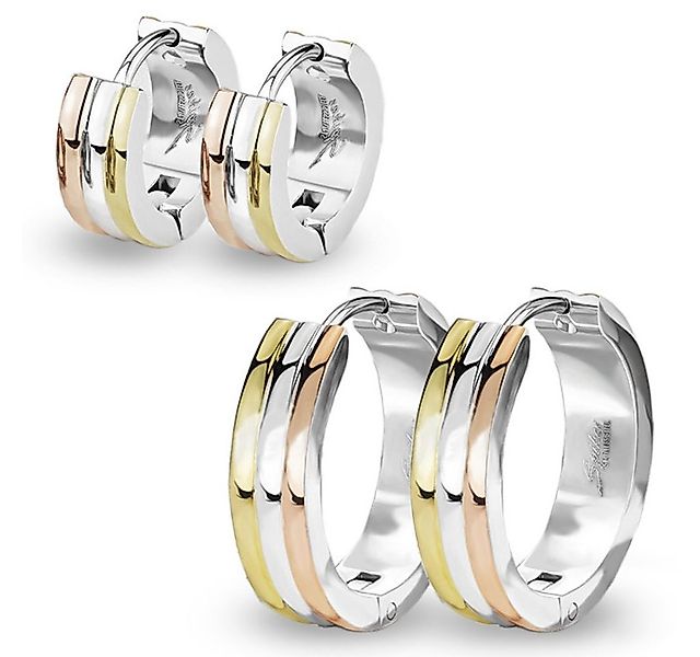 viva-adorno Paar Creolen Damen Klappcreolen Hoop Ohrringe dreifarbig Edelst günstig online kaufen