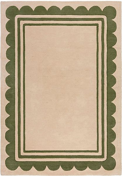 FLAIR RUGS Wollteppich »Lois mit Jakobsmuschelbordüre«, rechteckig, 7 mm Hö günstig online kaufen