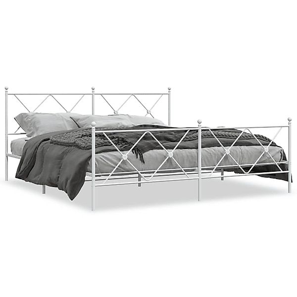 vidaXL Bettgestell mit Kopf- und Fußteil Metall Weiß 183x213 cm 376574 günstig online kaufen