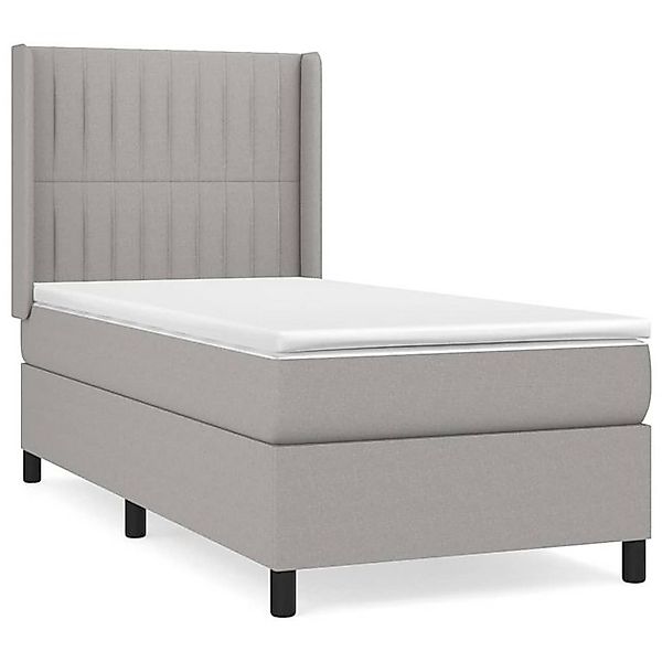 vidaXL Boxspringbett, Boxbett mit Matratze Hellgrau 90x200 cm Stoff günstig online kaufen