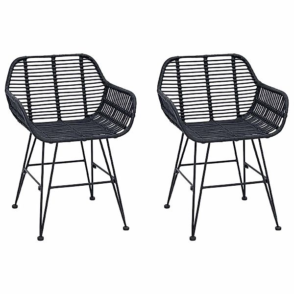 vidaXL Esszimmerstuhl 2 Stk Schwarz 55 x 50 x 74 cm Rattan und Eisen 420115 günstig online kaufen