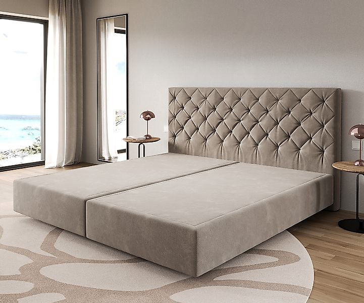 DELIFE Bettgestell Dream-Great, Mikrofaser Beige 200x200 cm günstig online kaufen