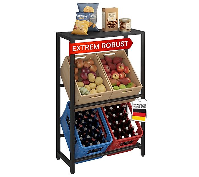 STEELSØN Flaschenregal Macondo mit Ablage, 4 Kisten, Getränkekistenregal au günstig online kaufen