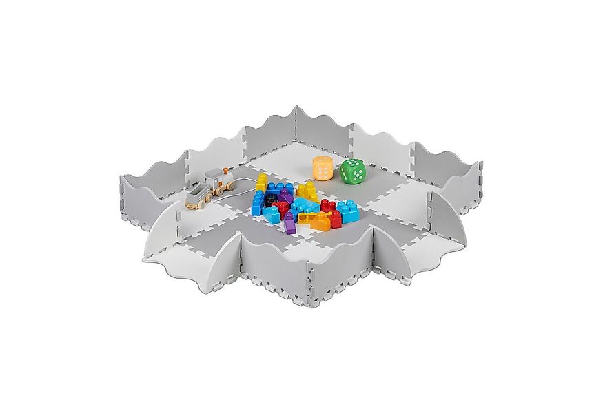relaxdays Spielmatte 25-teilige Puzzlematte mit Rand, grau günstig online kaufen