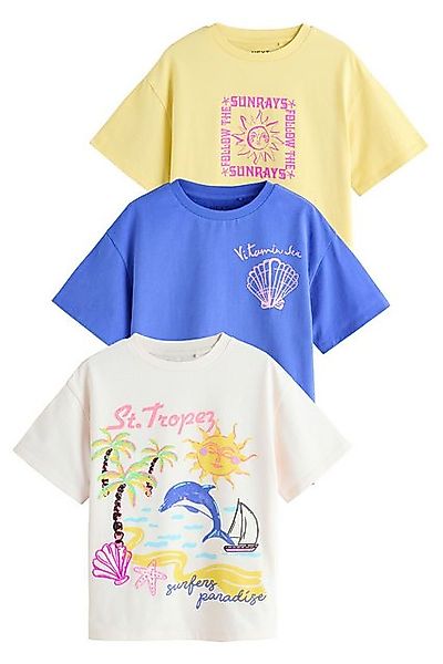 Next Strandshirt 3er-Pack Oversized Fit T-Shirts mit Print (3-tlg) günstig online kaufen