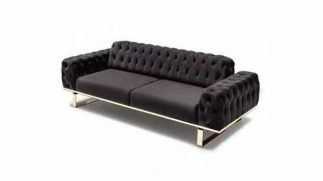 JVmoebel Sofa Schwarzer Chesterfield Luxus Sofa Moderne Couch Edelstahlfüße günstig online kaufen