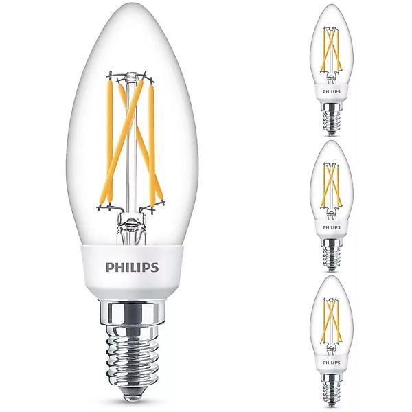 Philips LED SceneSwitch Lampe ersetzt 40W, E14, Kerze - B35, klar, 470lm, D günstig online kaufen