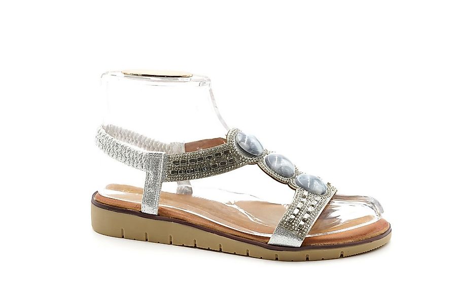 Sonderpostendiscount Damensandalen Riemchensandalen Silber BQ207 Silver Rie günstig online kaufen