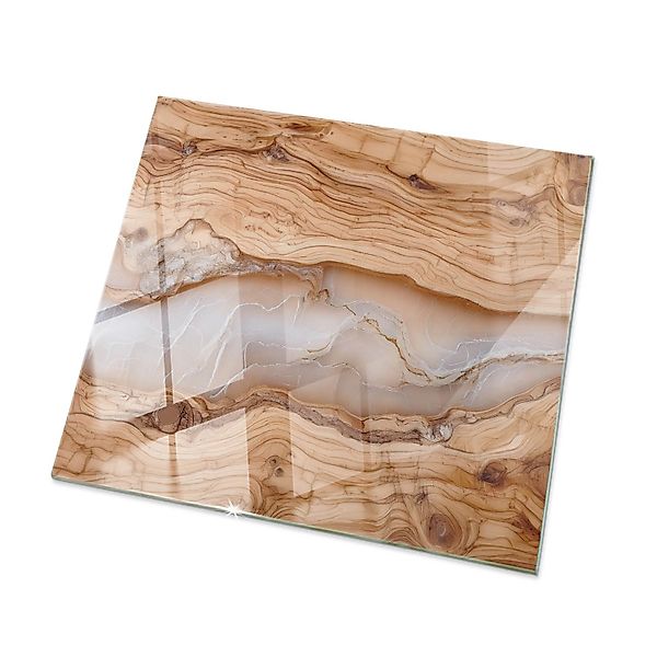 Tulup Tischplatte Naturholz mit Harz Couchtisch Platte 50x50 cm Beige Tisch günstig online kaufen