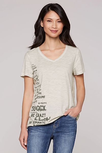 SOCCX V-Shirt mit Gummizug im Saum günstig online kaufen