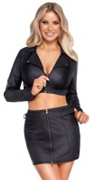 Jacken-Top & Minirock im Set – Mattlook Schwarz günstig online kaufen