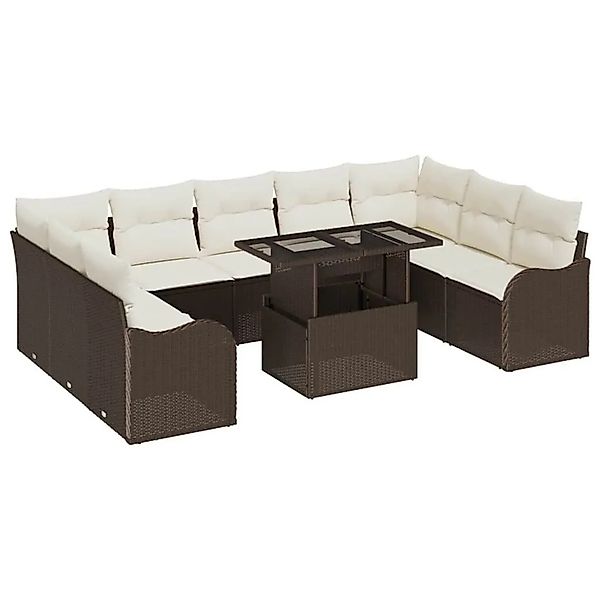 vidaXL Gartensofa-set mit Kissen 10-Tlg Braun Poly-Rattan 3357261 günstig online kaufen