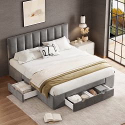 OKWISH Polsterbett Doppelbett Stauraumbett Bett mit günstig online kaufen