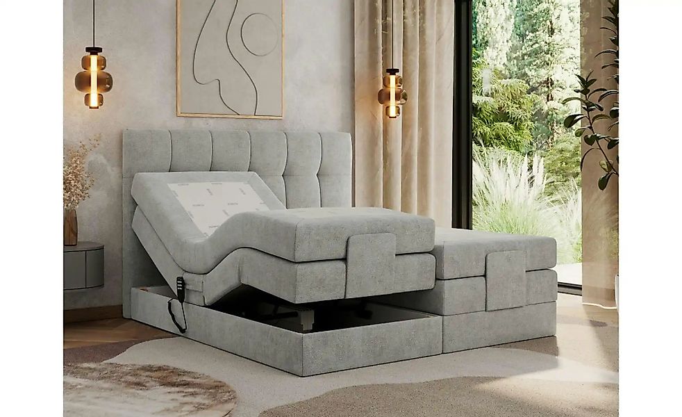 Motor Boxspringbett mit Bettkasten Vittoria ¦ grau ¦ Maße (cm): B: 148 H: 1 günstig online kaufen