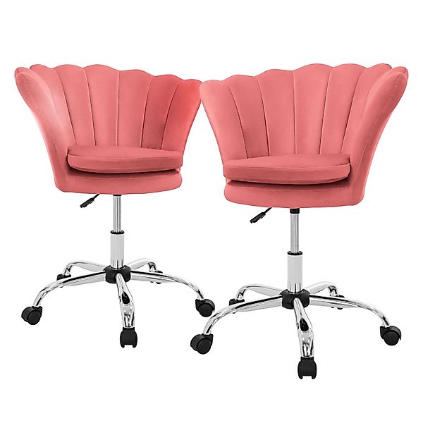 ML-Design Drehstuhl 2Er Set aus Samt Rosa Höhenverstellbar 360 Grad günstig online kaufen