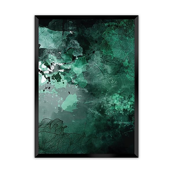 Poster Abstract Green, 50 x 70 cm, Rahmen wählen: schwarz günstig online kaufen