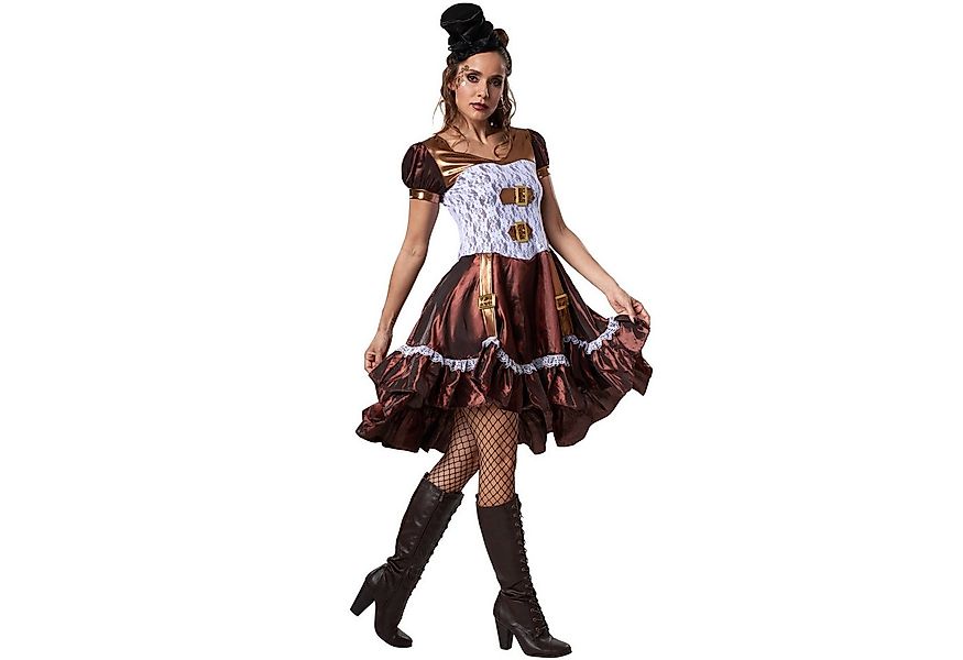 dressforfun Kostüm Frauenkostüm Steampunk Lady, Kurzärmeliges Satinkleid in günstig online kaufen