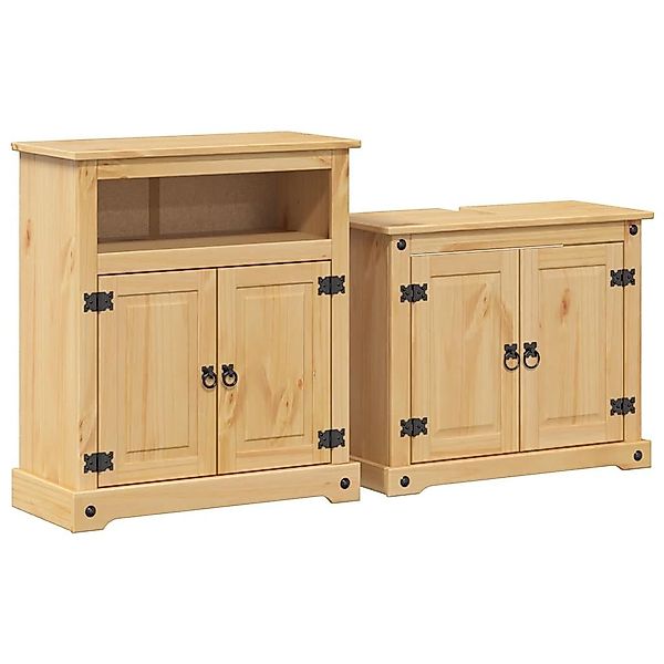 vidaXL Badezimmer-Set 2-teiliges Badmöbel-Set "Corona" Massivholz günstig online kaufen
