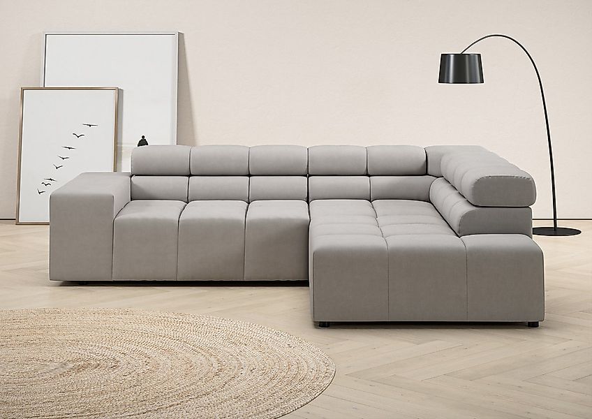 INOSIGN Ecksofa "Ancona, incl. Kopfteilverstellung + 3 Zierkissen, L-Form, günstig online kaufen