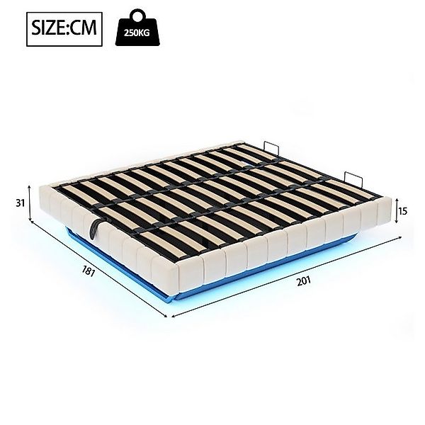 Flieks Polsterbett, Hydraulisches LED Schwebebett 180x200cm mit Stauraum oh günstig online kaufen
