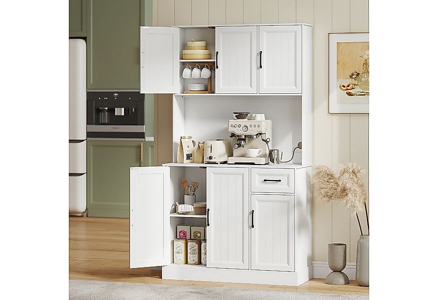 HOMCOM Küchenbuffet mit Arbeitsplatte, verstellbaren Regalen, 6 Türen, Schu günstig online kaufen