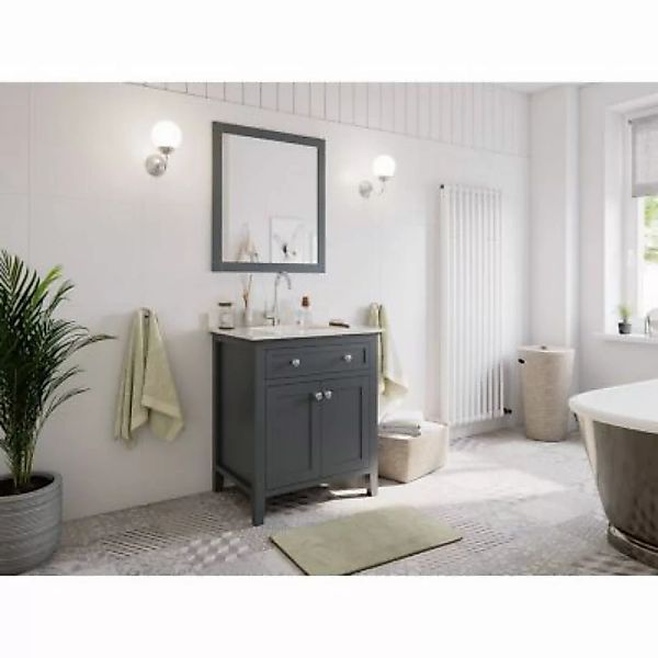 Lomadox Badmöbel Set Landhaus Design EVERETT-02 Massivholz in grau lackiert günstig online kaufen