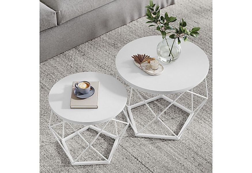VASAGLE Couchtisch (2er Set), Beistelltisch, abnehmbare Tischplatte, Ø50x40 günstig online kaufen