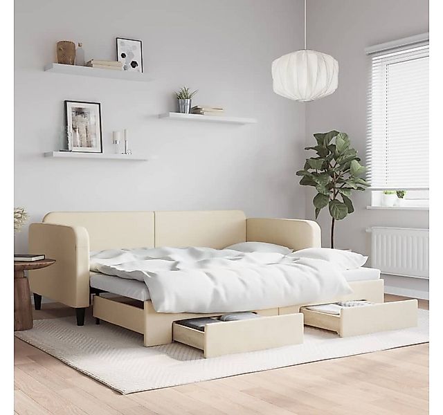 vidaXL Gästebett Gästebett Tagesbett Ausziehbar mit Schubladen Creme 90x200 günstig online kaufen