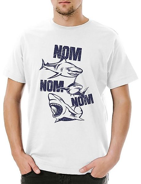 Urban Backwoods Print-Shirt Sharks Nom Herren T-Shirt Hai Shark Jaws Haifis günstig online kaufen