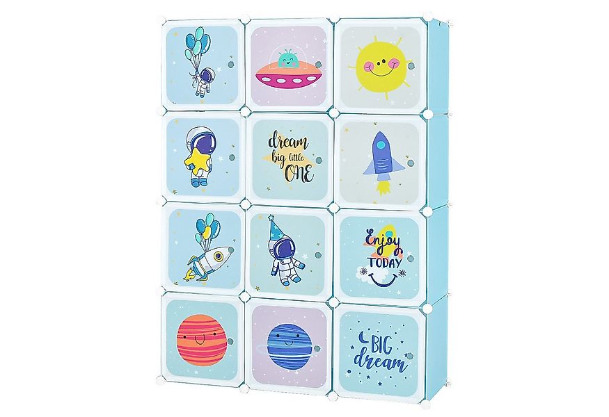 COSTWAY Kinderkleiderschrank Kunststoff mit 12 Würfeln, erweiterbar mit Tür günstig online kaufen