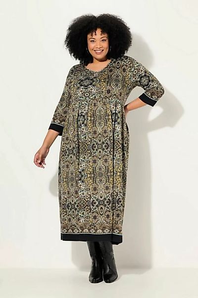 Ulla Popken Maxikleid Jerseykleid Paisley A-Linie Tunika-Ausschnitt günstig online kaufen