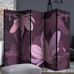 Paravent Umkleide in Lila und Rosa großformatige Blumen günstig online kaufen
