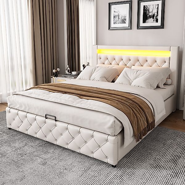 STILVORA Polsterbett Funktionsbett 160x200 mit Stauraum,Doppelbett günstig online kaufen
