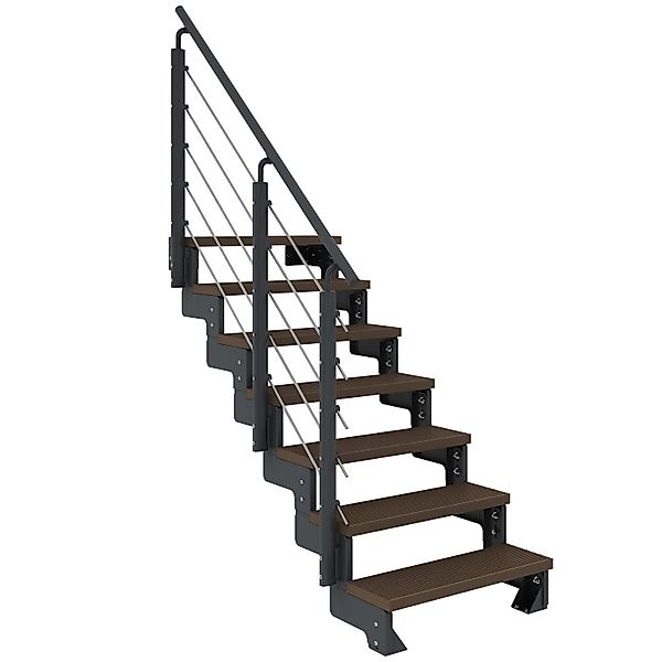 Dolle Außentreppe Gardentop Anthrazit 7 Stufen 100 cm Braun inkl. Geländer günstig online kaufen