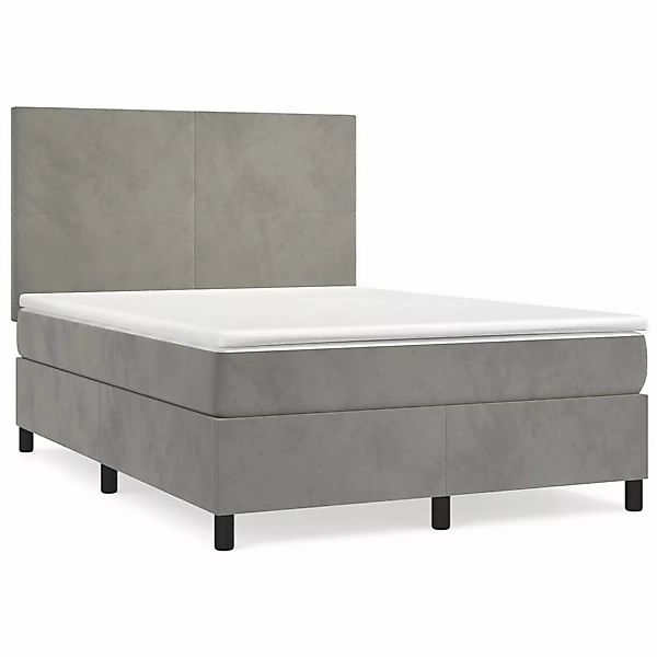 vidaXL Boxspringbett Boxspringbett mit Matratze Hellgrau 140x200 cm Samt Be günstig online kaufen