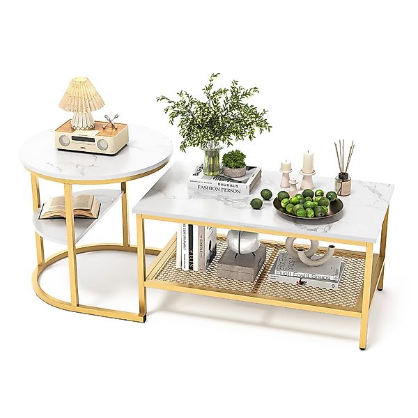SEEZSSA Couchtisch 2er Set Satztisch Wohnzimmertisch günstig online kaufen
