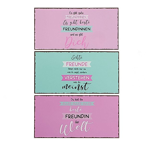 BOLTZE Metallschild 3tlg. Schild BESTE FREUNDIN rosa türkis Spruchschild Me günstig online kaufen