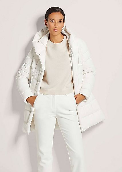 MADELEINE Steppjacke Lange Steppjacke mit Kapuze Quergesteppter Wintermante günstig online kaufen