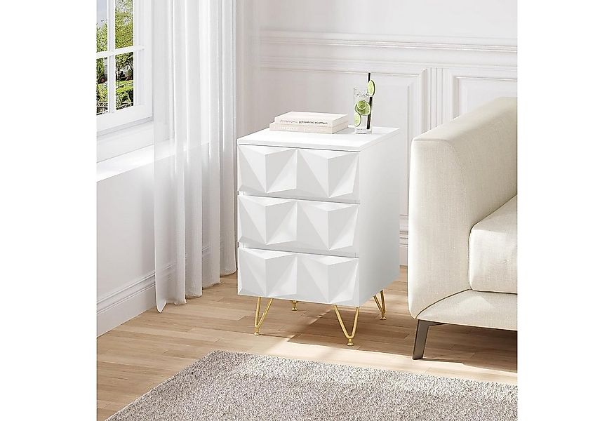 EUGAD Nachttisch (2-St., 2er Set), mit 3 Schubladen, 40x62,5x40 cm, Weiß + günstig online kaufen