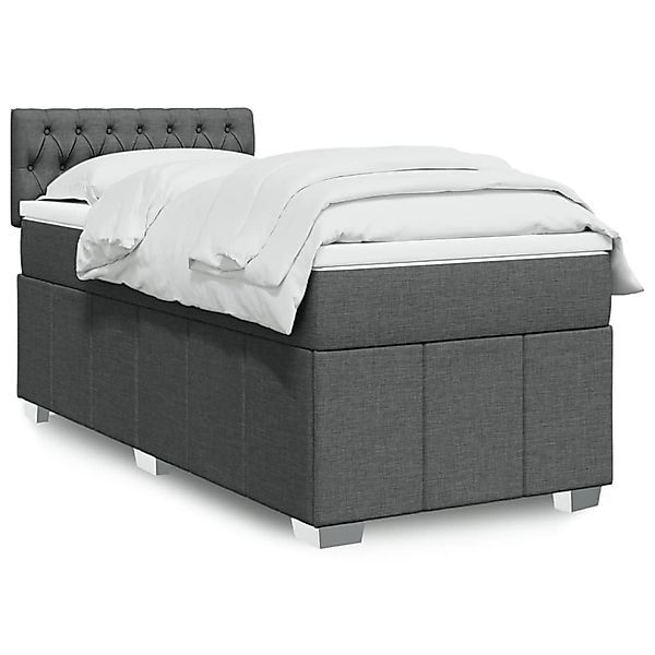vidaXL Boxspringbett mit Matratze Dunkelgrau 100x200 cm Stoff 3289287 günstig online kaufen