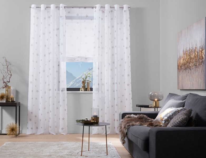 my home Gardine "Stern" Ösen 1 Stk. tlg. Transparent, Voile, Polyester günstig online kaufen