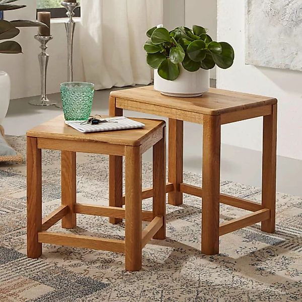 Tisch Set aus Wildeiche Massivholz geölt (zweiteilig) günstig online kaufen
