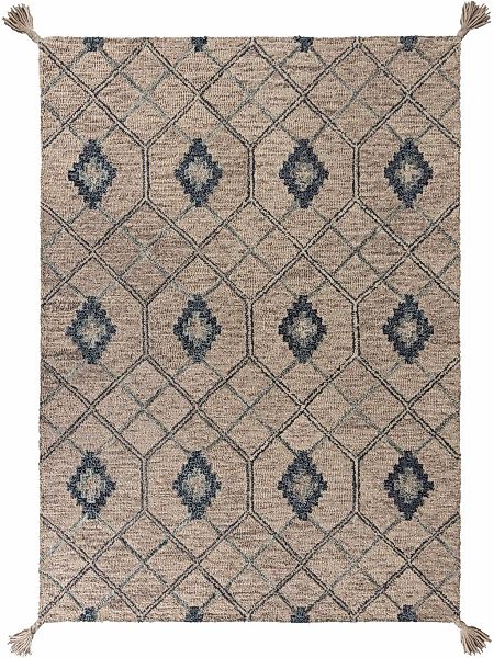 FLAIR RUGS Wollteppich "Diego aus 100% Wolle, mit Quasten" rechteckig 40 mm günstig online kaufen
