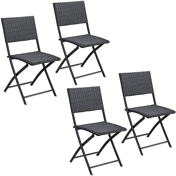 Casaria Klappstuhl Rom (4 St), Polyrattan 4er Set 120kg Belastbarkeit Platz günstig online kaufen