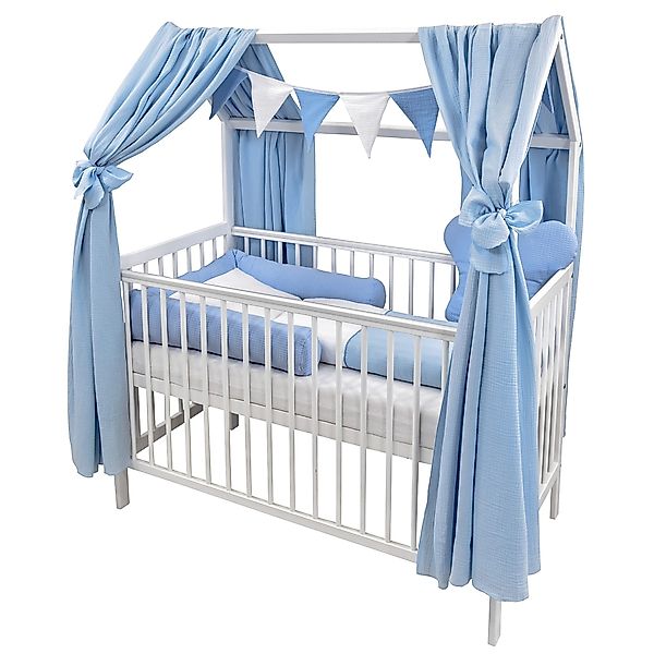 Baby-Delux Komplettbett Hausbett Babybett Komplettset Waffelpique günstig online kaufen