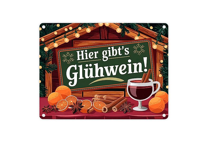 speecheese Metallschild Hier gibts Glühwein Weihnachtsmarkt Metallschild in günstig online kaufen